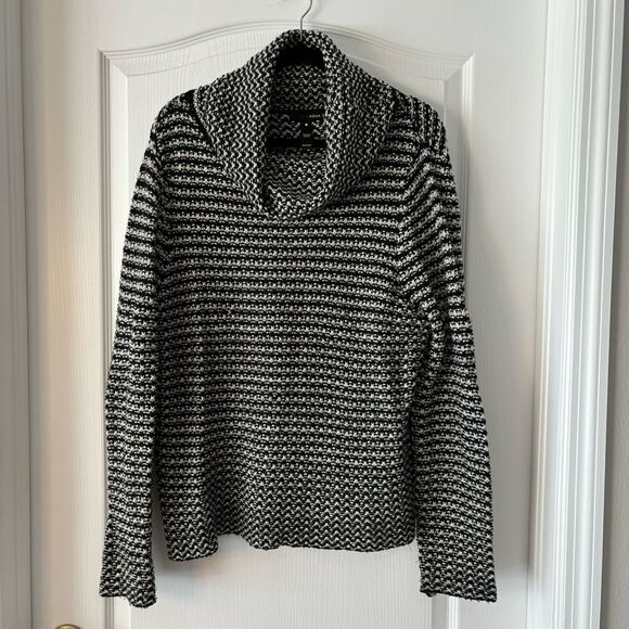 Aqua Sweaters - Aqua Black & White Cowl Neck Sweater Size Large